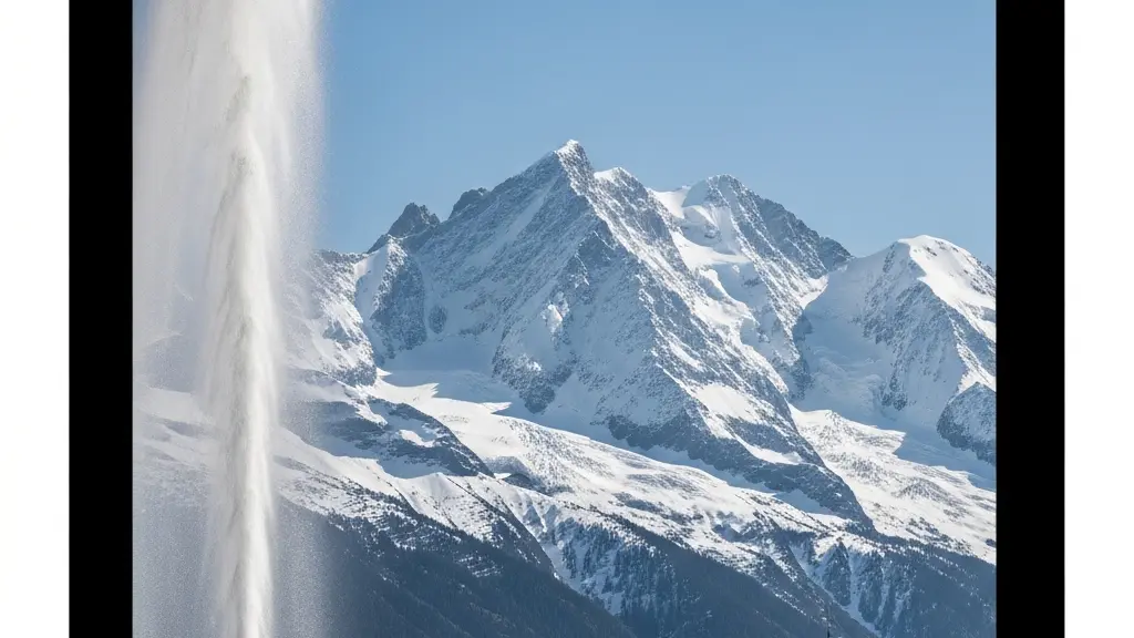 Effet de compression de perspective avec un téléobjectif montrant le Mont-Blanc semblant toucher le Jet d'eau de Genève
