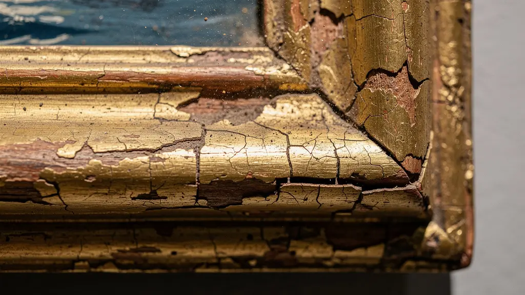 Gros plan sur la texture d'une peinture ancienne et un reflet d'eau, évoquant le Léman, sans aucun texte visible.