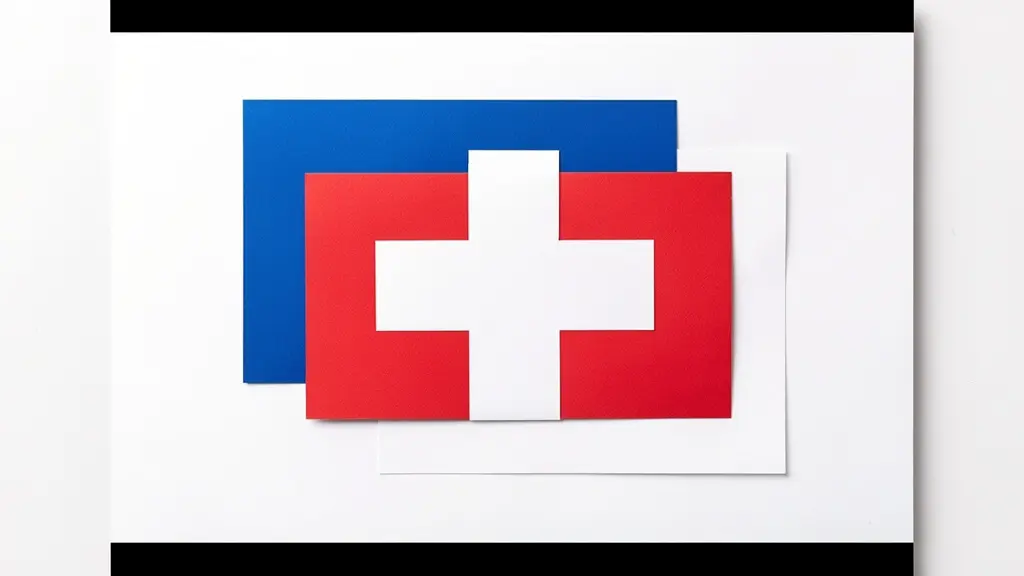 Composition abstraite évoquant les documents douaniers avec formes géométriques bleues et rouges, sans texte lisible