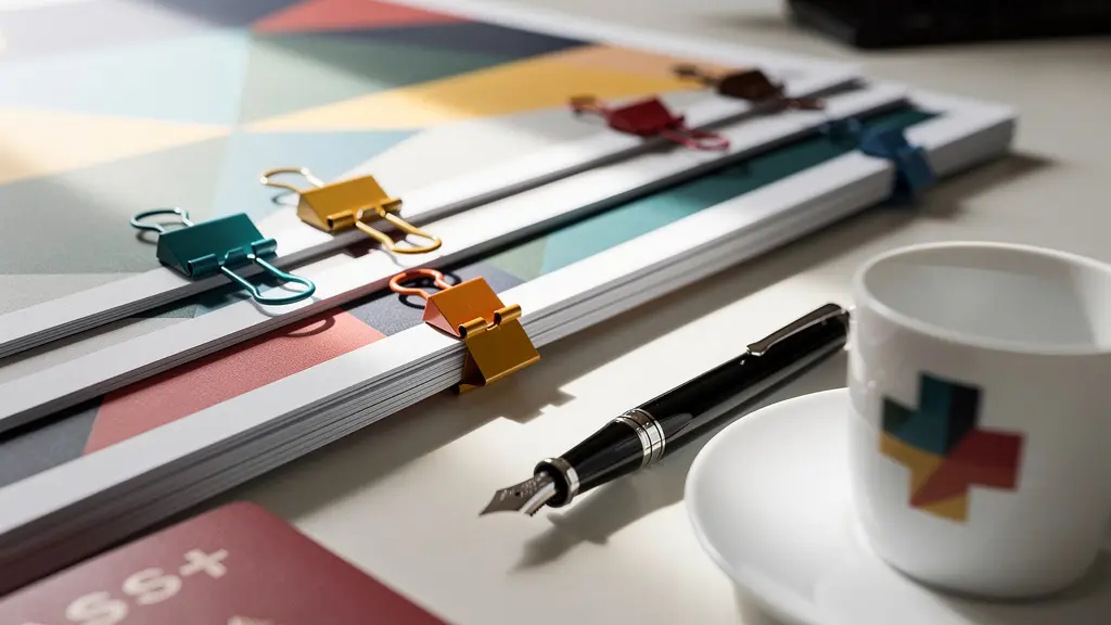 Bureau organisé avec documents administratifs soigneusement disposés et une tasse de café, ambiance calme et méthodique