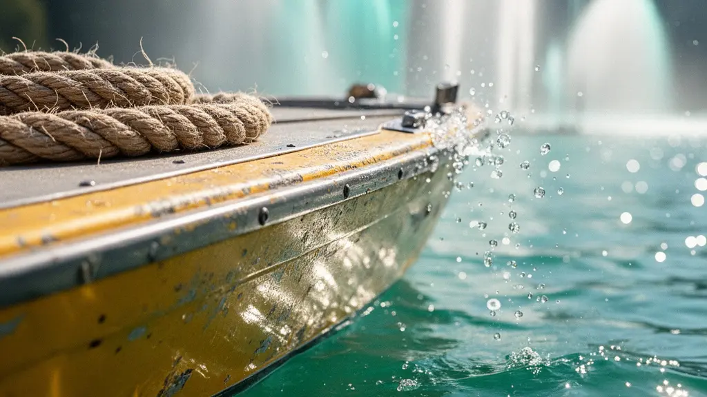Bateau-bus jaune des Mouettes Genevoises traversant la rade de Genève avec le jet d'eau en arrière-plan